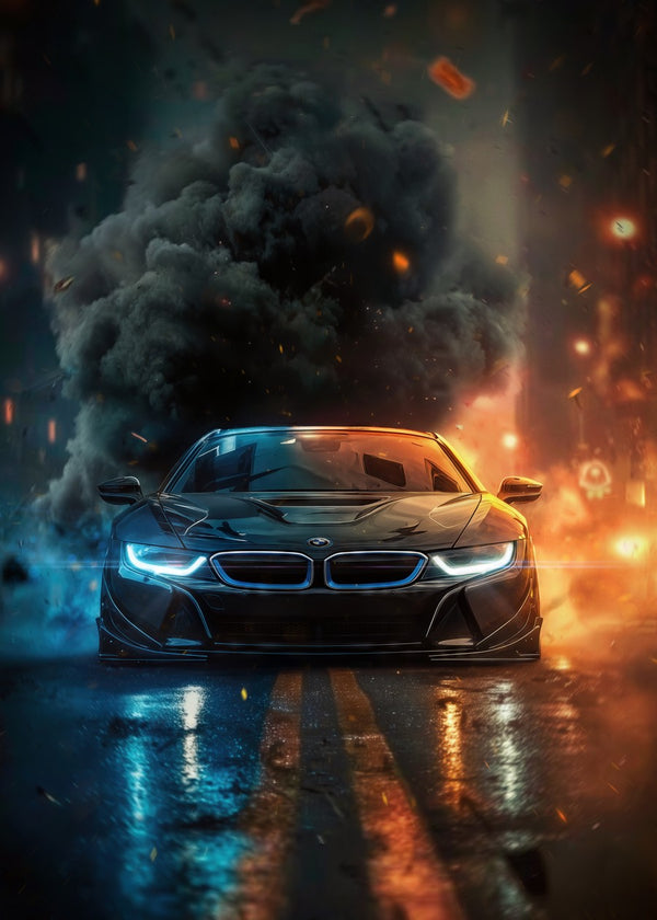 Sleek BMW i8 Amidst the Chaos