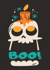 Candlelit Skull with Boo