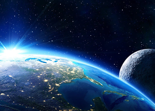 Earth view moon sunlight space