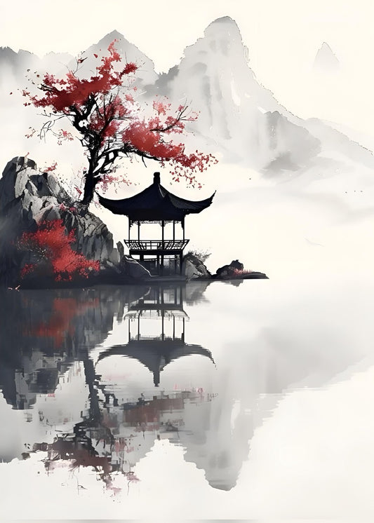 japan scenery watercolor painting
