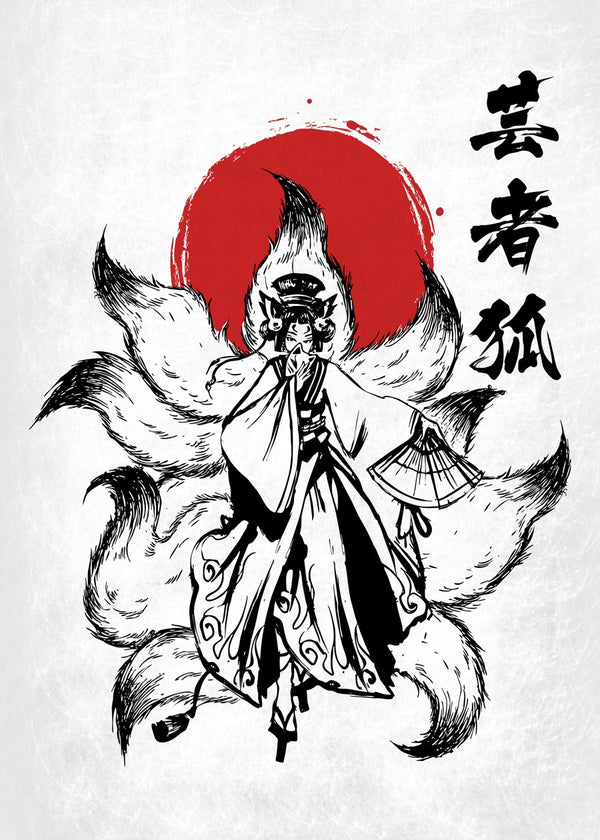 Anime Kitsune Girl with Mask