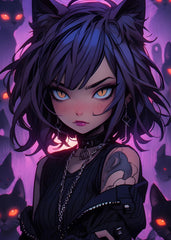 black cat Anime Girl