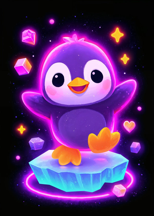 Cute Neon Space Penguin