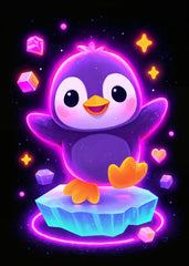 Cute Neon Space Penguin