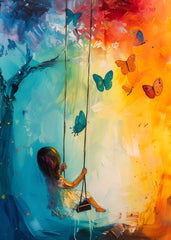 Dreamy Girl on Swing Butterfly