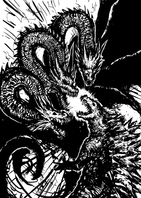 Godzilla, Black White illustration