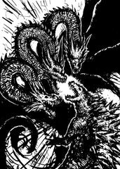 Godzilla, Black White illustration