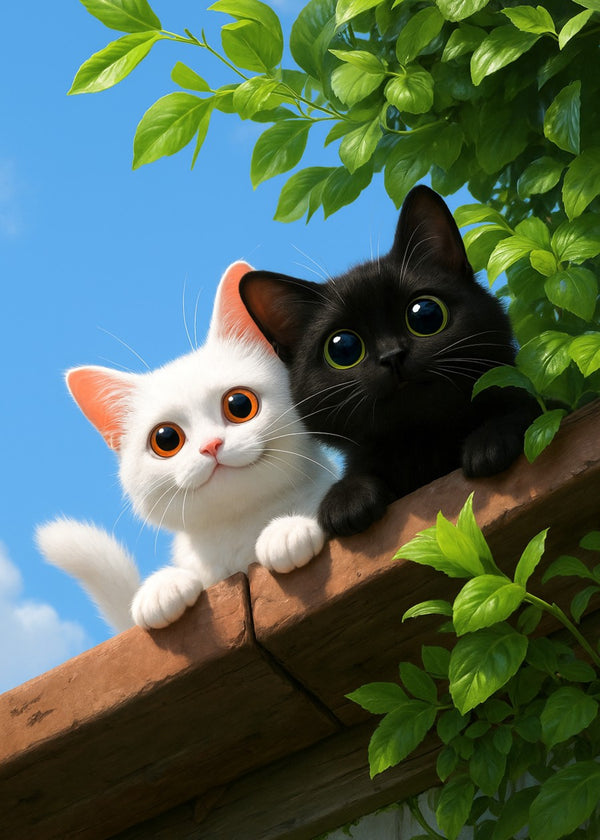 Black and White Kittens Peekin