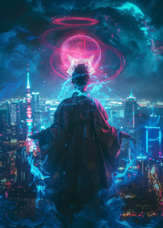 Neon Cyberpunk Japanese Geisha