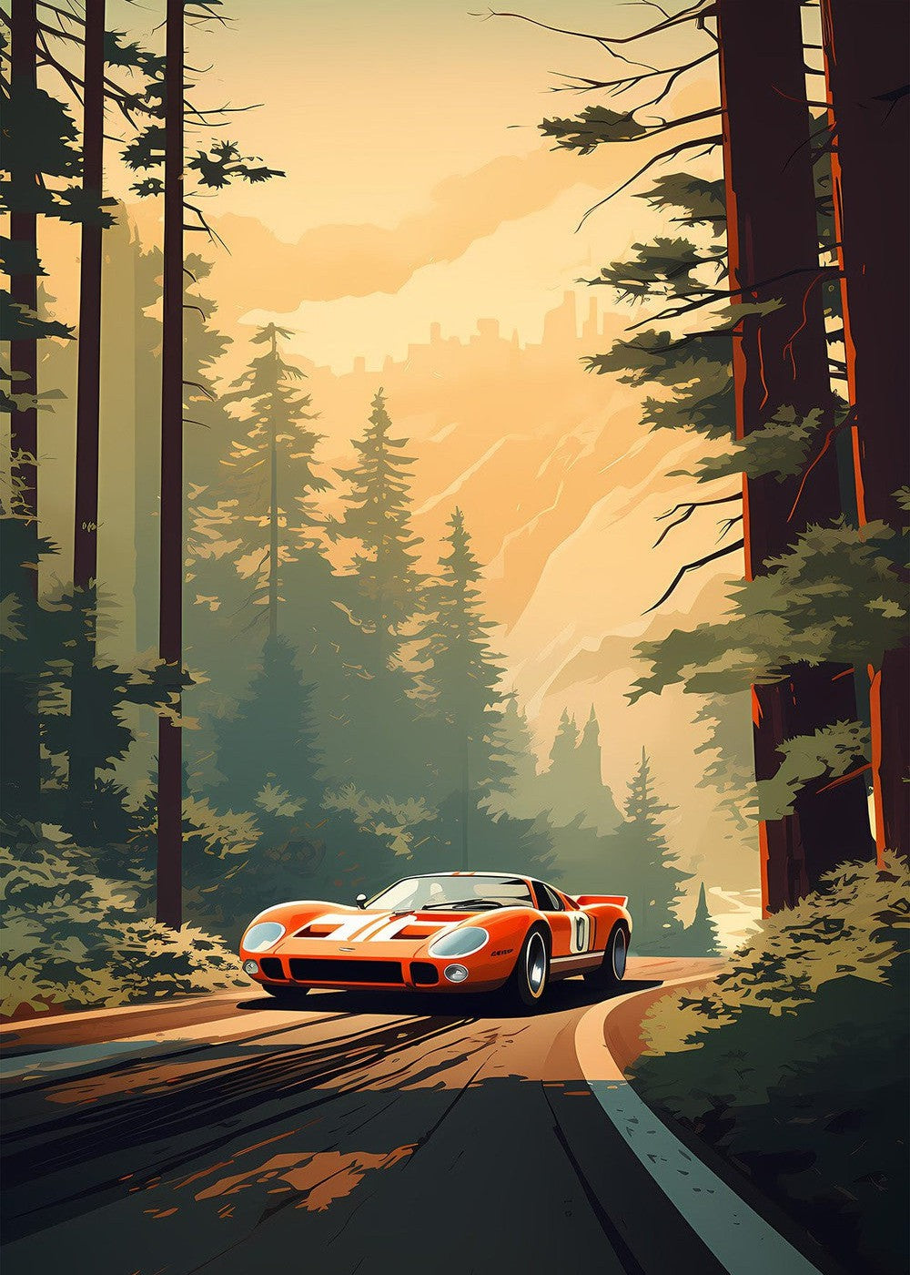 Forest Racer - Classic Car on a Mountain Road 10002