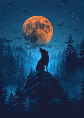 Moonlit Howl - Lone Wolf Under the Full Moon 100056