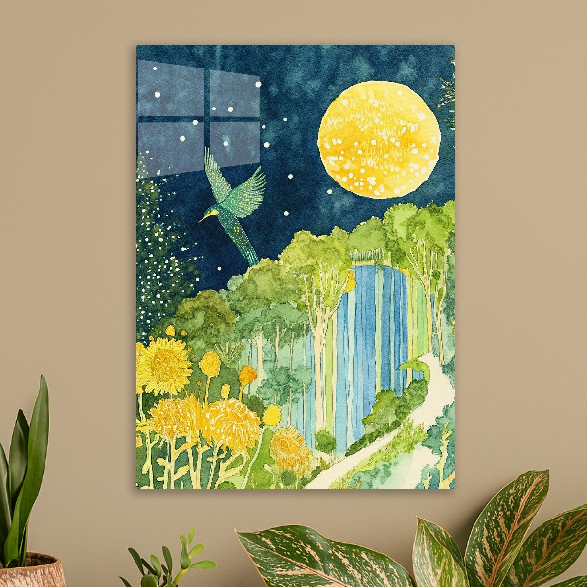 Moon and Birds