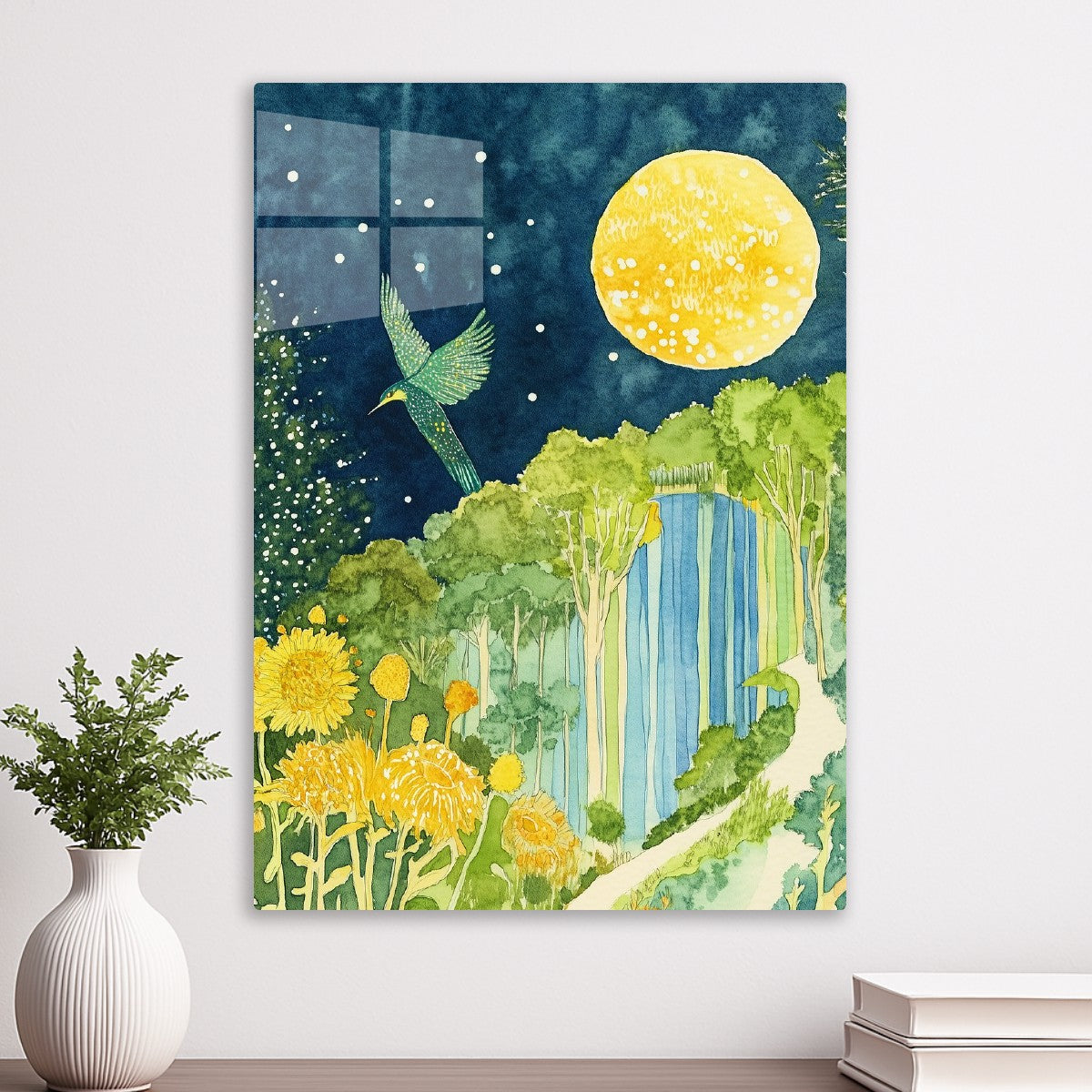Moon and Birds