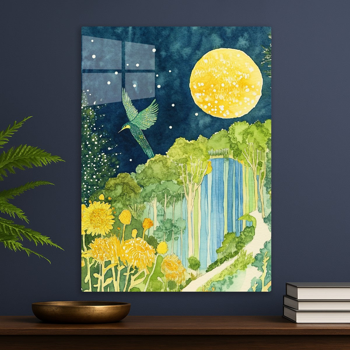 Moon and Birds