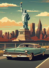 Liberty Cruiser - Classic Car with Statue of Liberty 10007