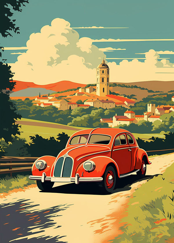 Classic Car in Autumn Countryside