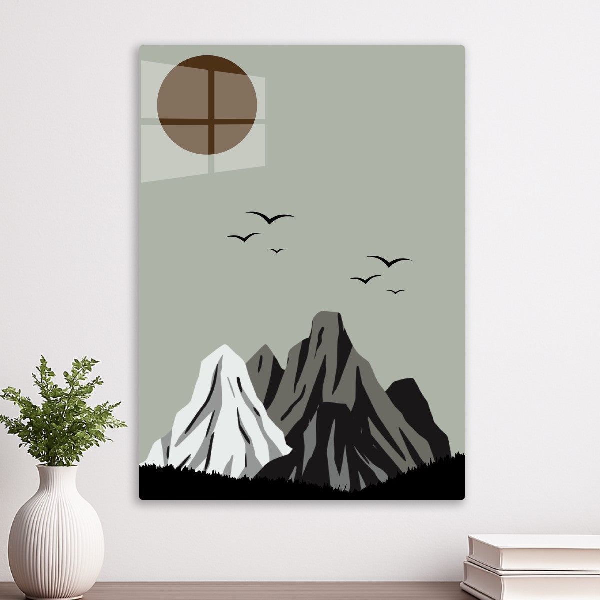 Sun, Birds, and Mountains