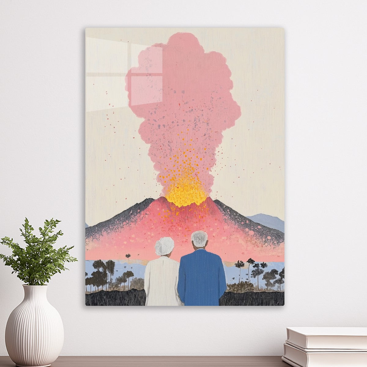 Senior Couple in Love, Watching Volcano