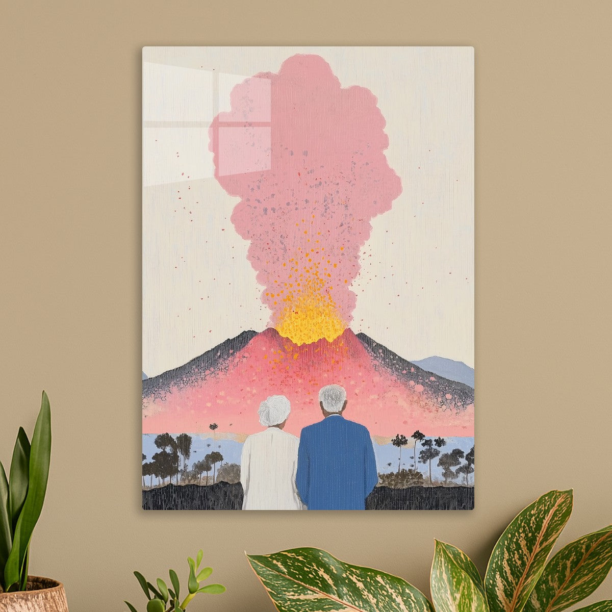Senior Couple in Love, Watching Volcano