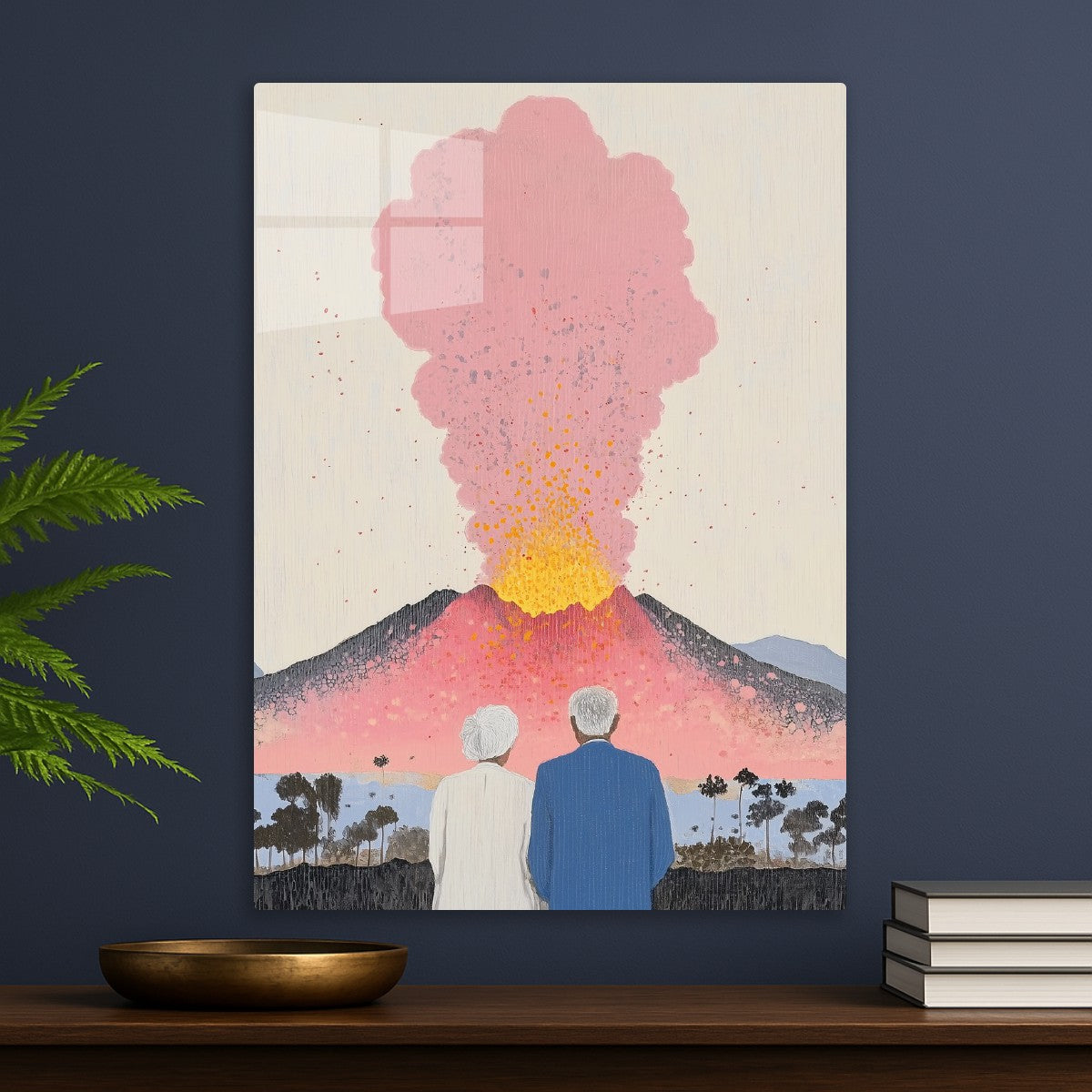 Senior Couple in Love, Watching Volcano