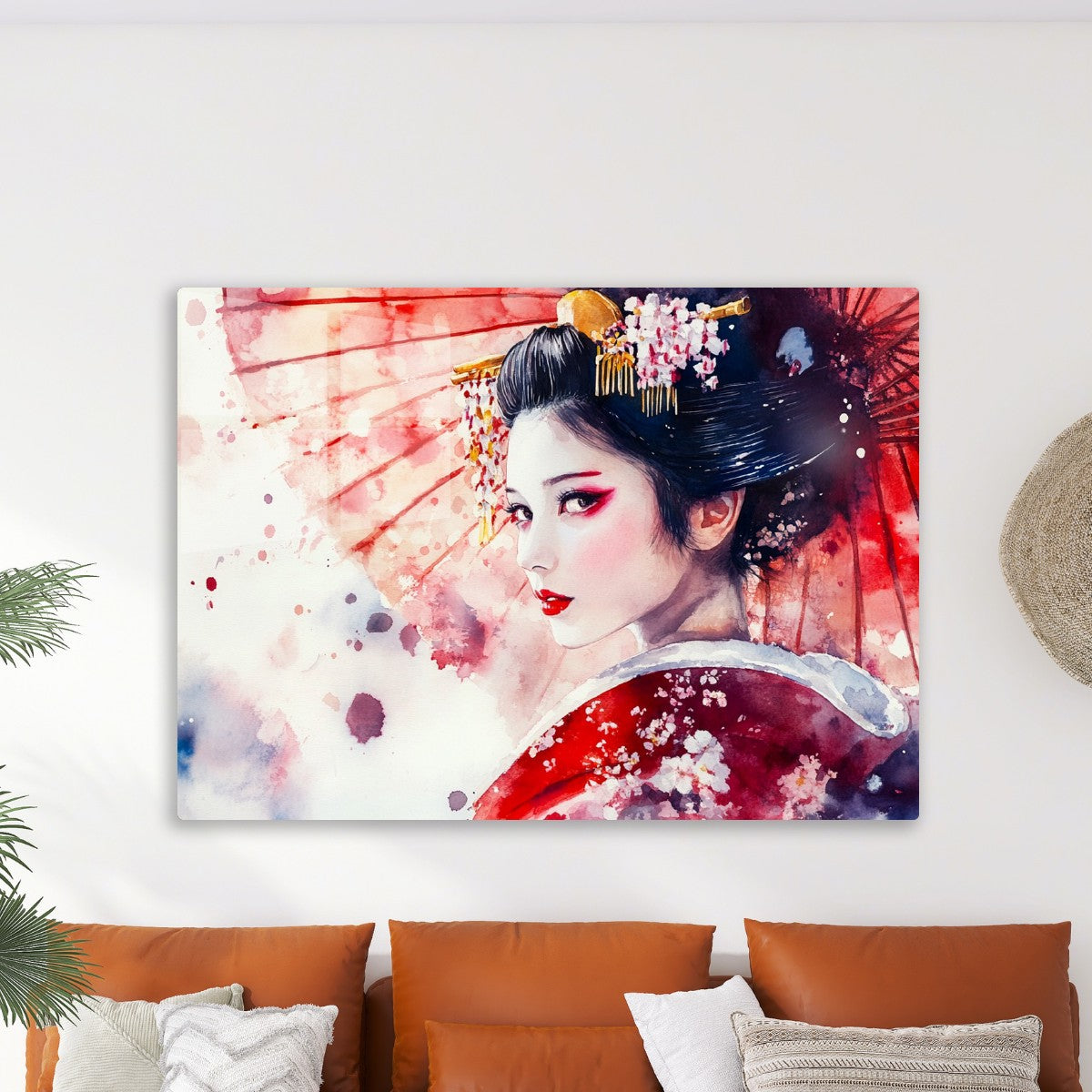 Japanese Geisha in Ink Wash
