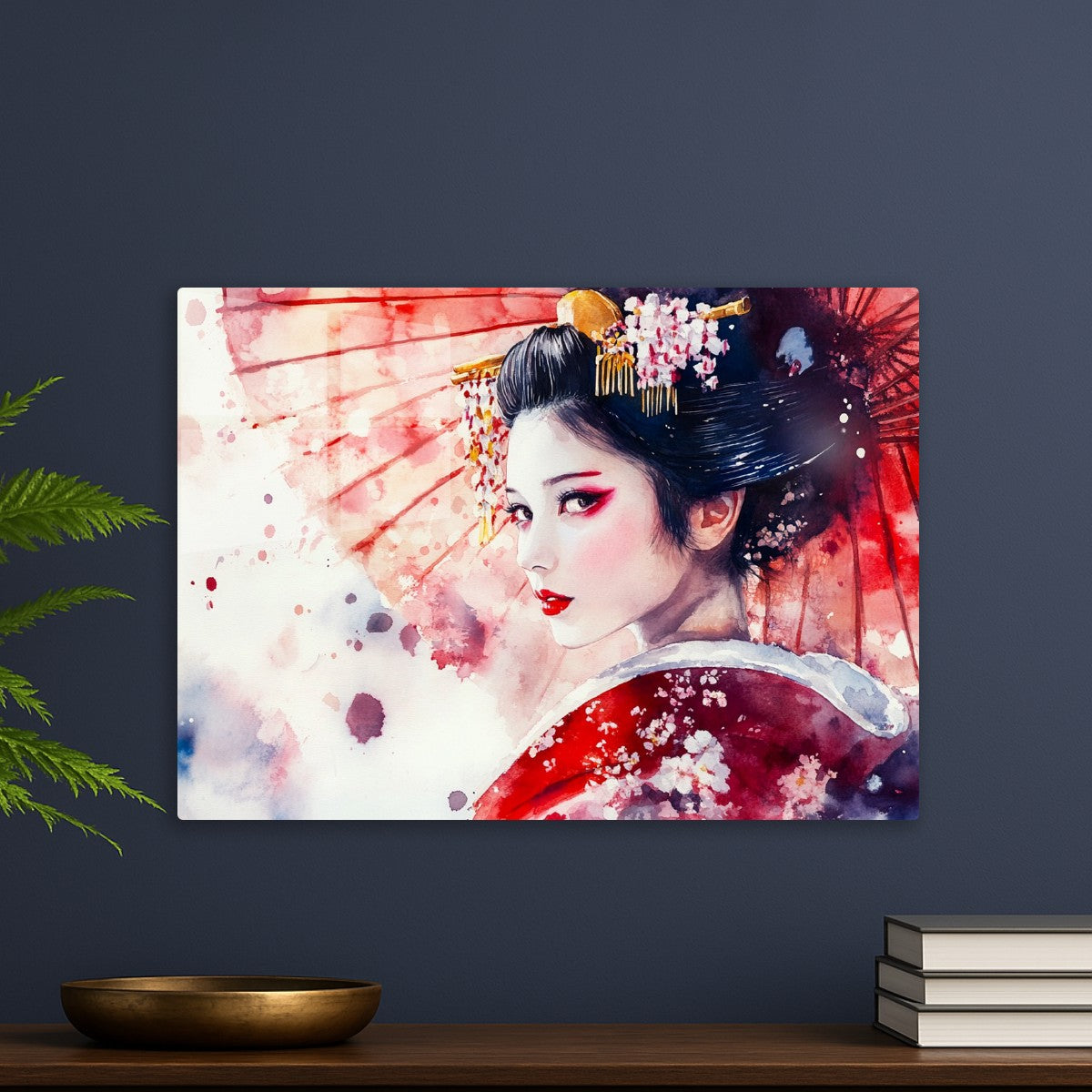 Japanese Geisha in Ink Wash