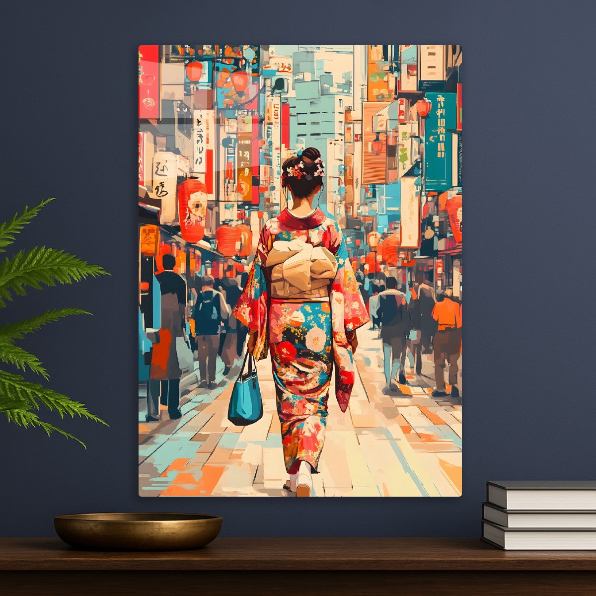 Woman in Kimono on City Street