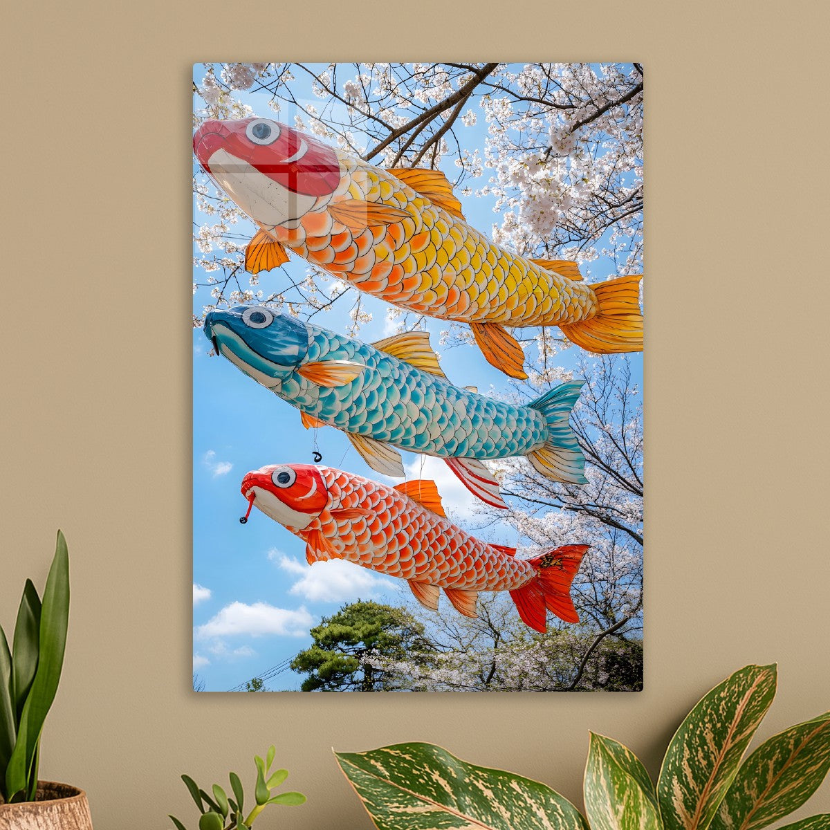 Japanese Koinobori carp stream