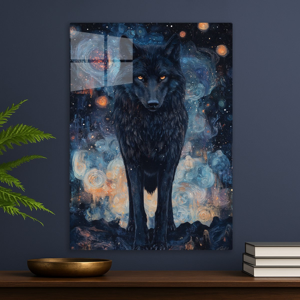 Lone Wolf in the Night Sky