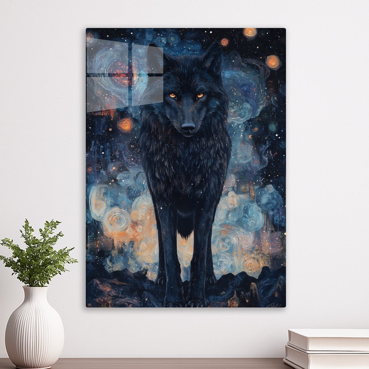 Lone Wolf in the Night Sky