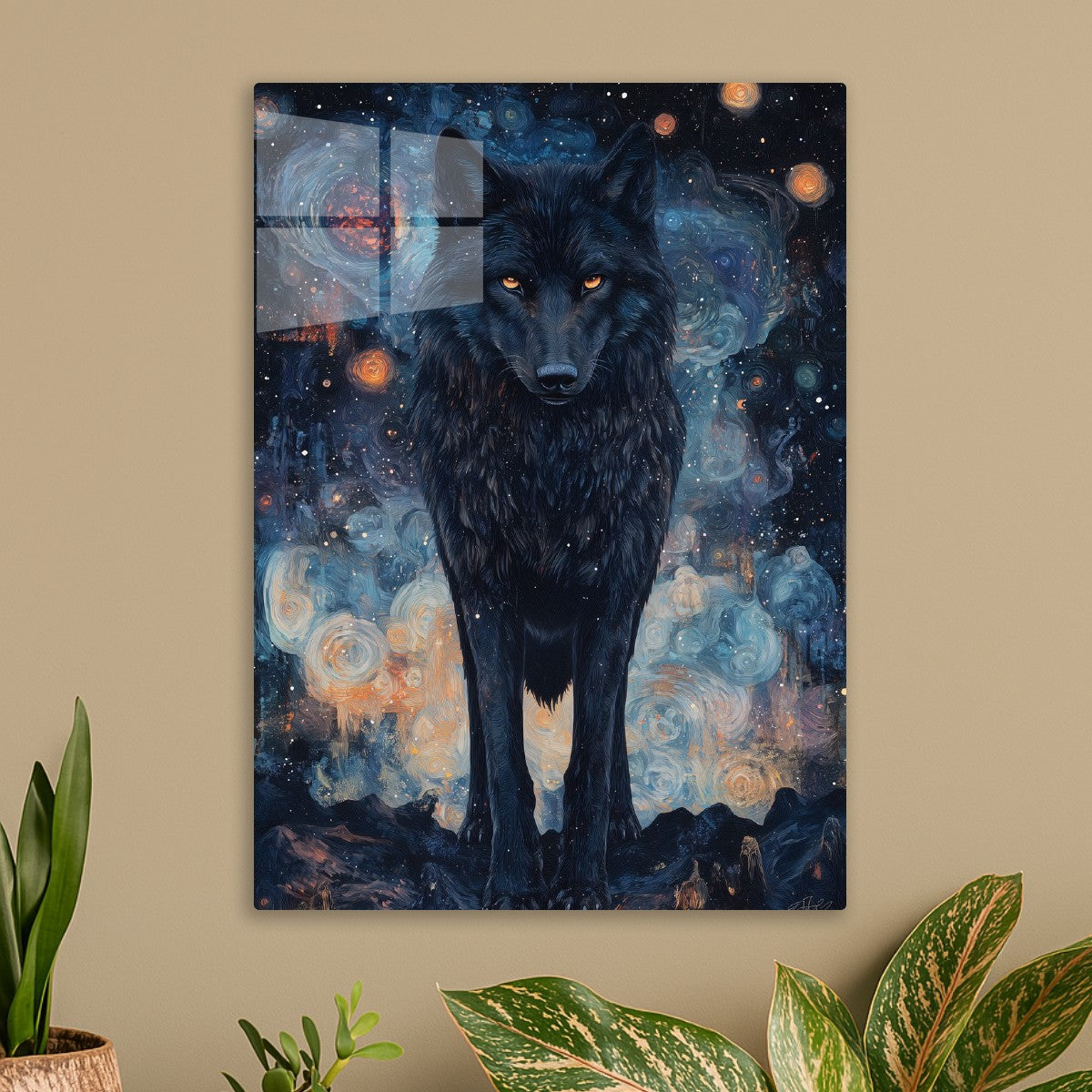 Lone Wolf in the Night Sky