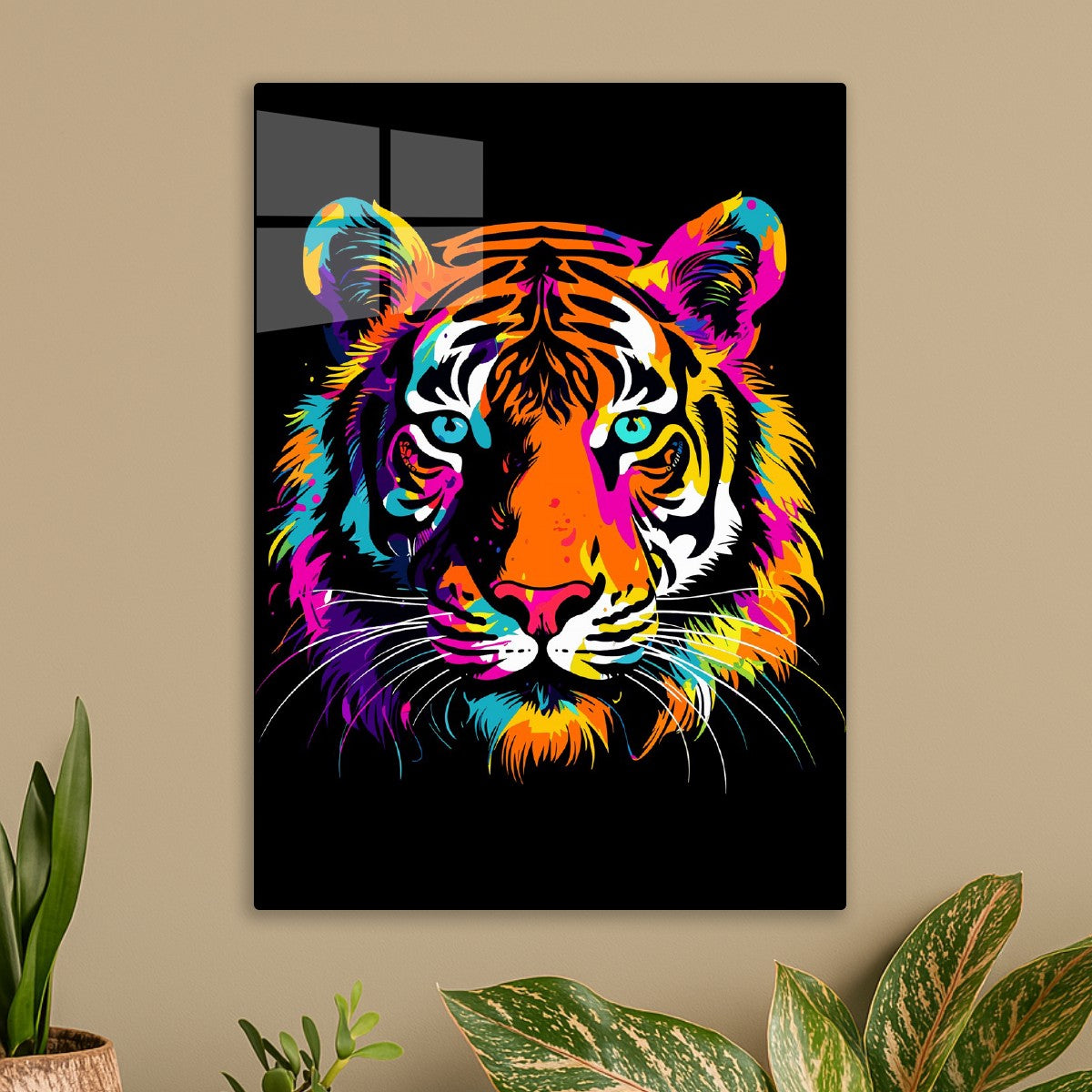 Tiger in colorful prints