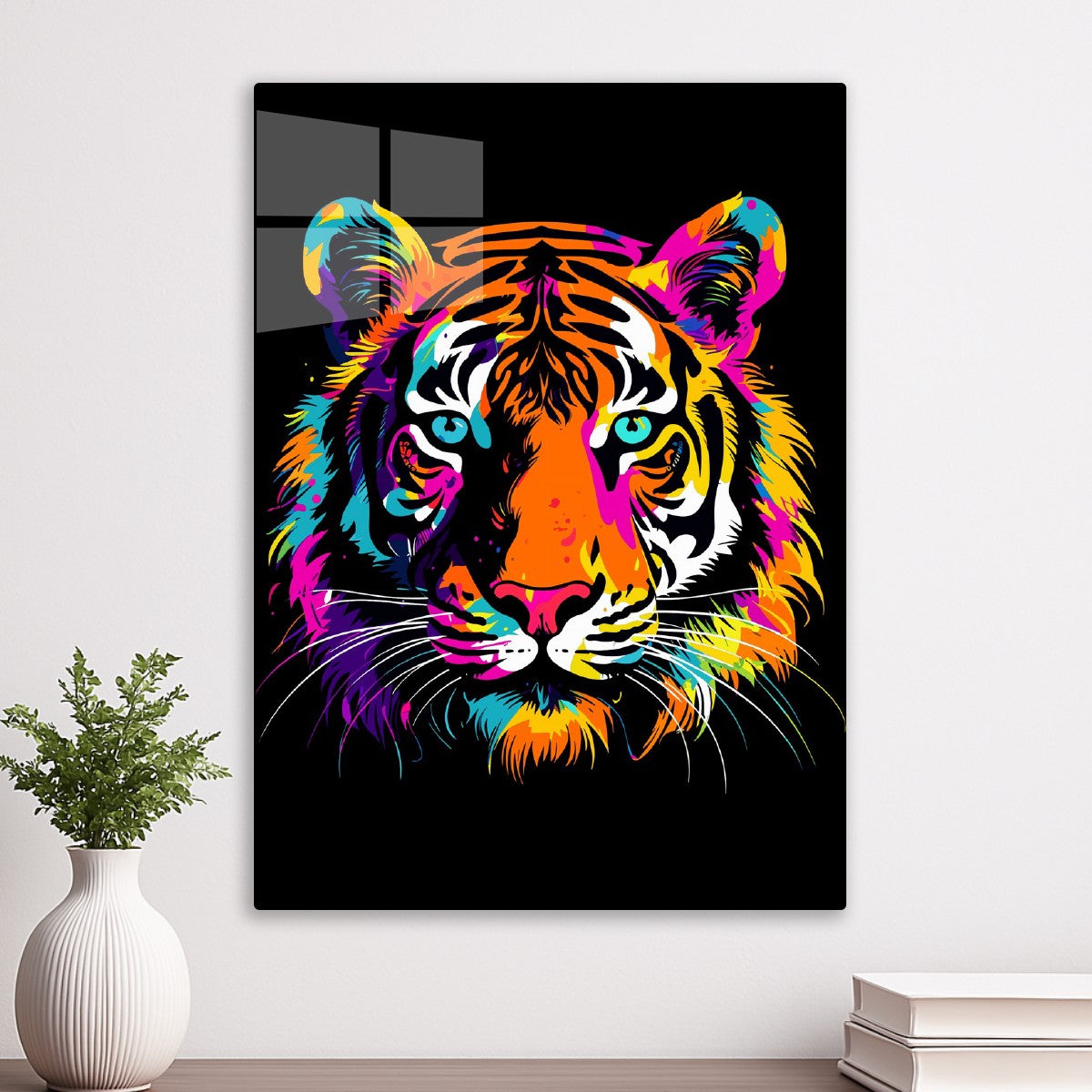 Tiger in colorful prints