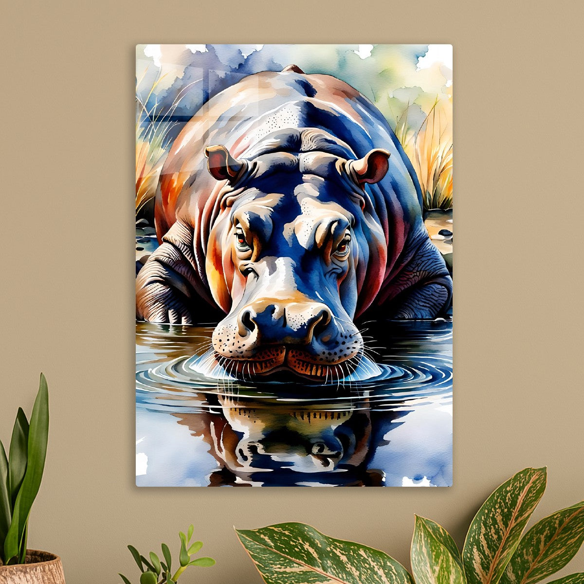 Watercolor Hippopotamus