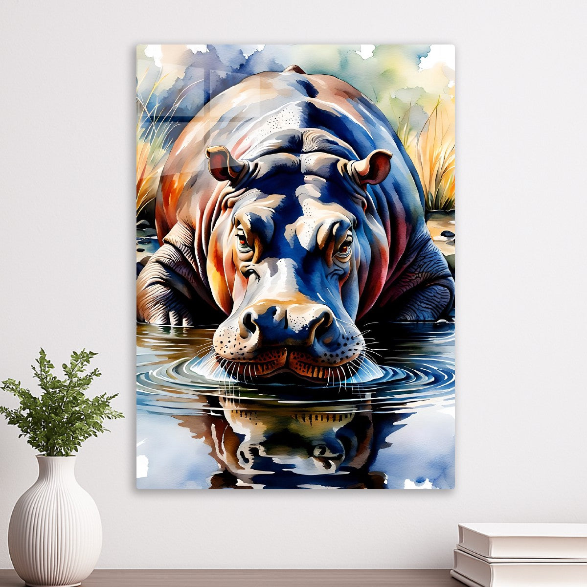 Watercolor Hippopotamus