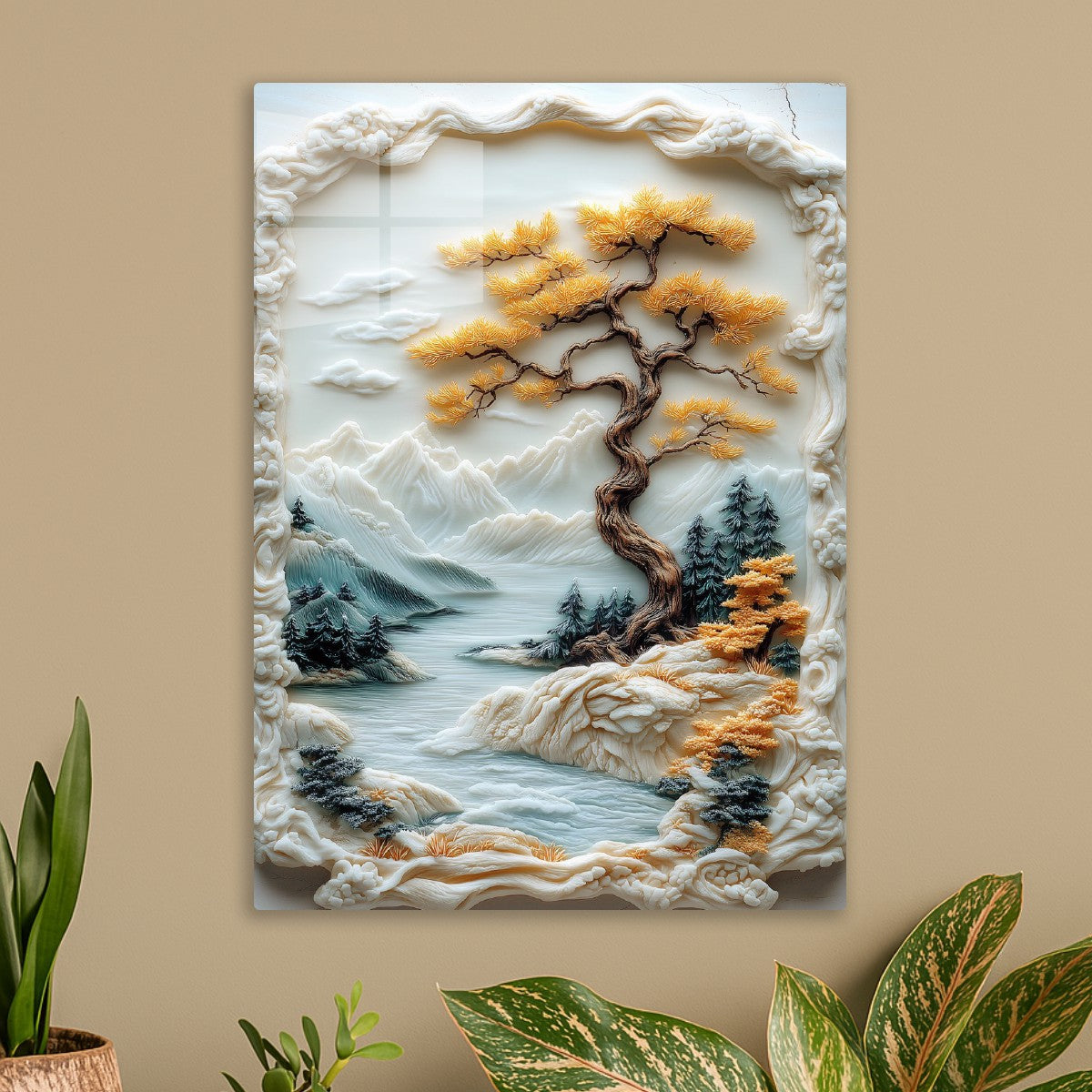 Tree and lake painting