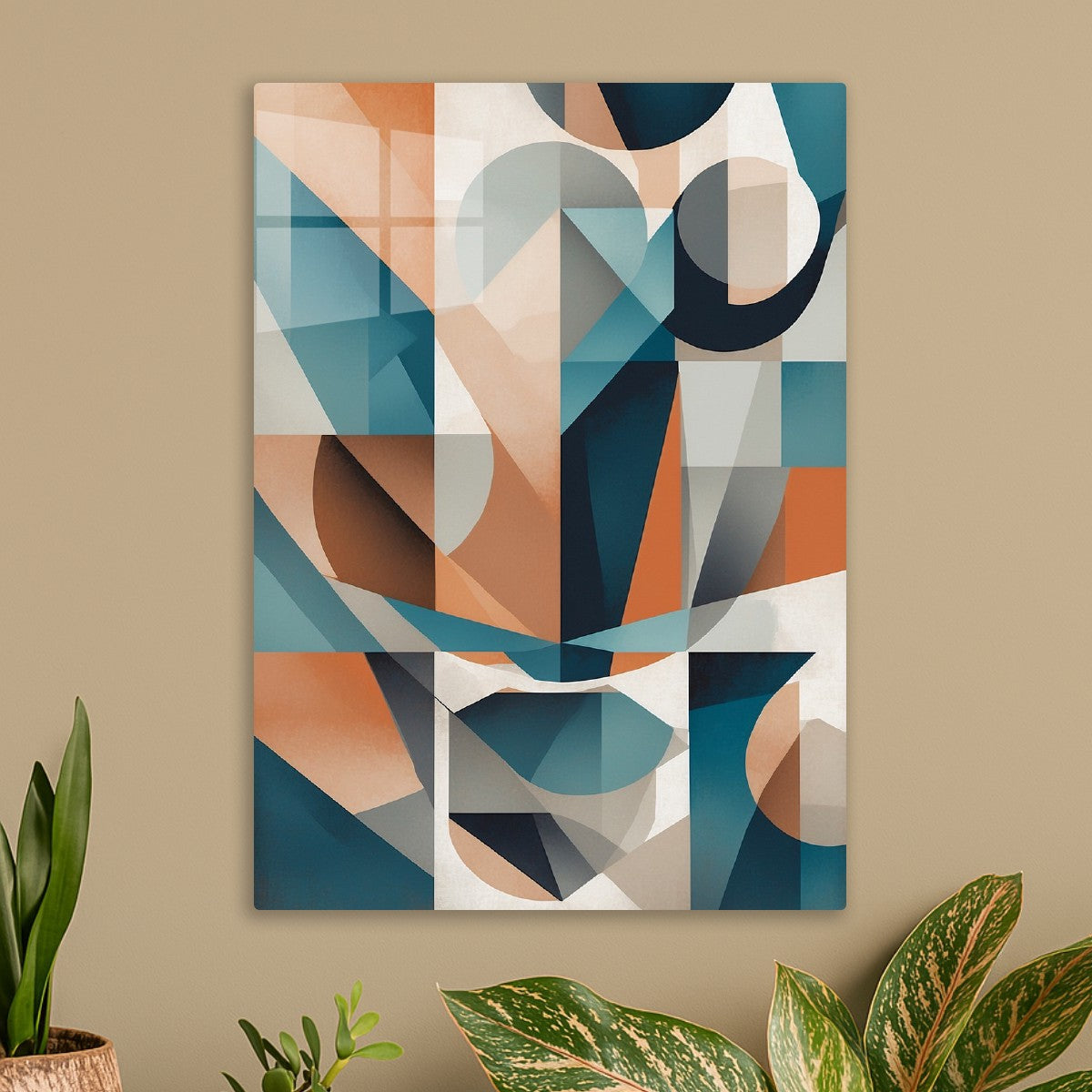Orange blue geometric abstract