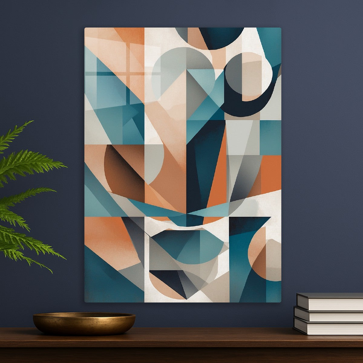 Orange blue geometric abstract