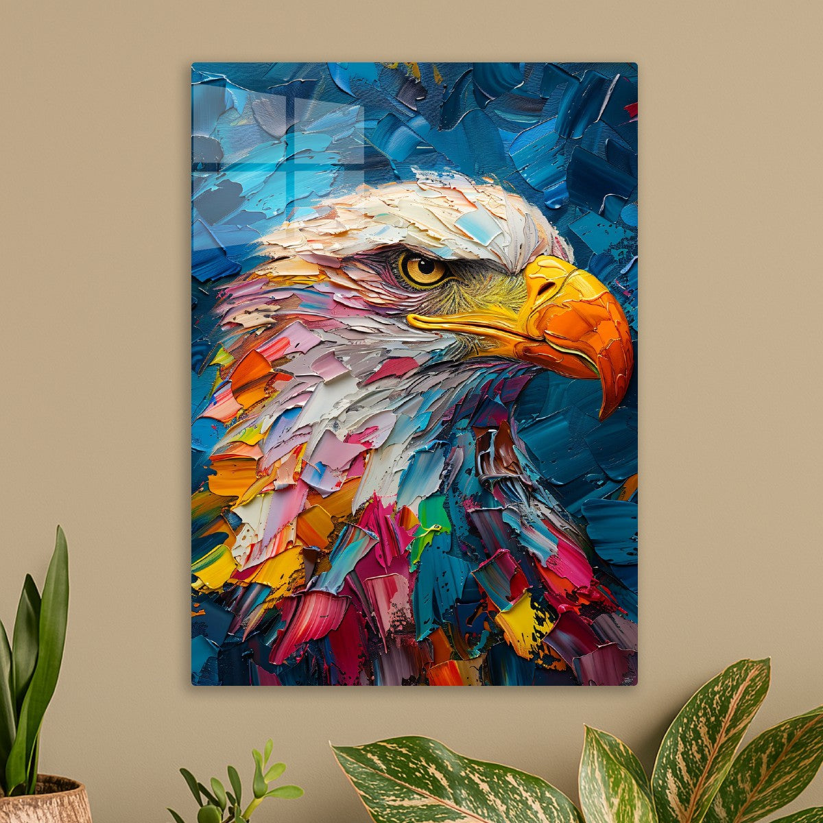 Striking Eagle in 3D Oil Painting