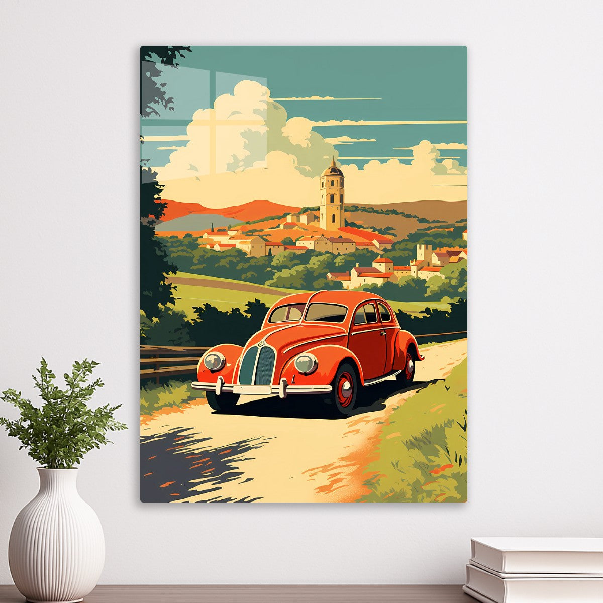 Classic Car in Autumn Countryside