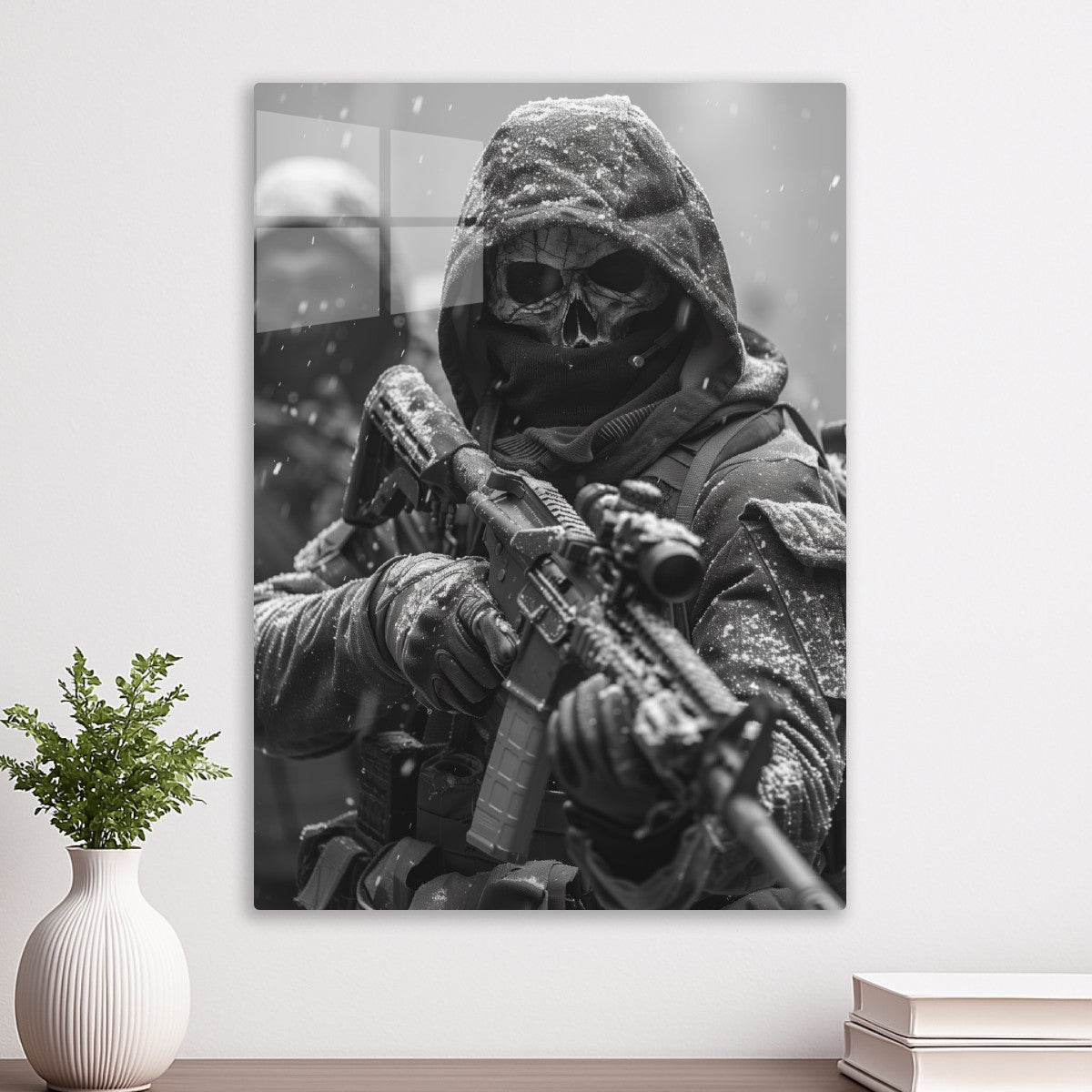 Skull Soldier Black White