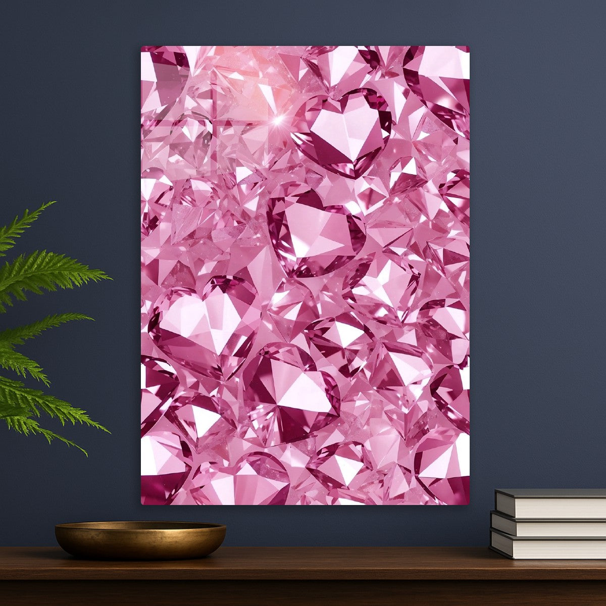 Pink Heart Diamonds Shimmering