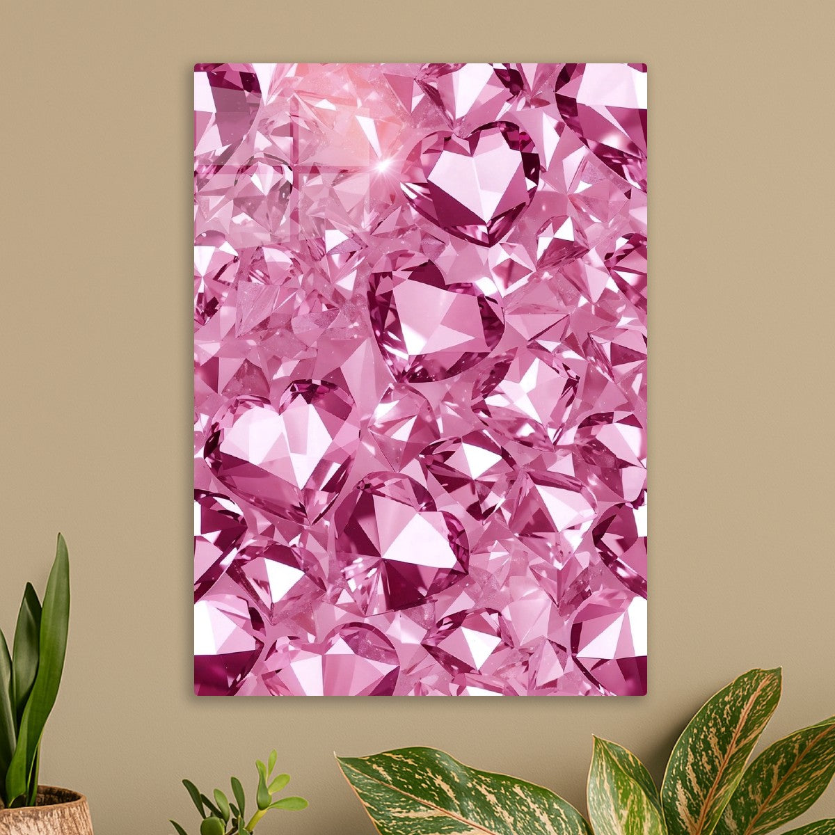 Pink Heart Diamonds Shimmering