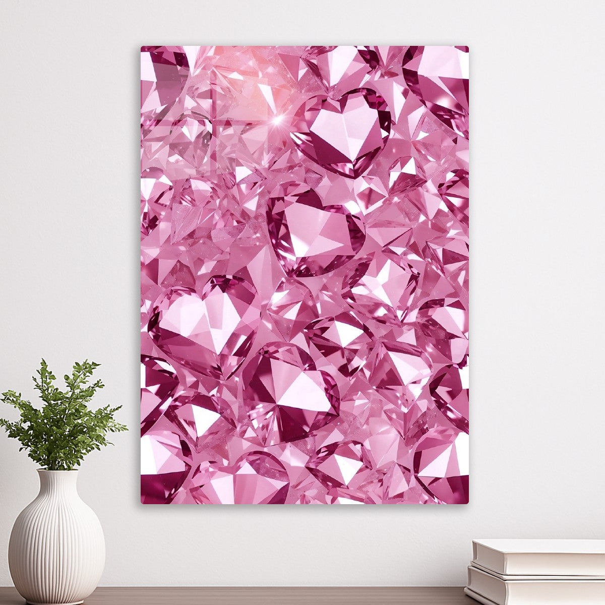 Pink Heart Diamonds Shimmering
