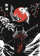Samurai Cat and Koi Fish
