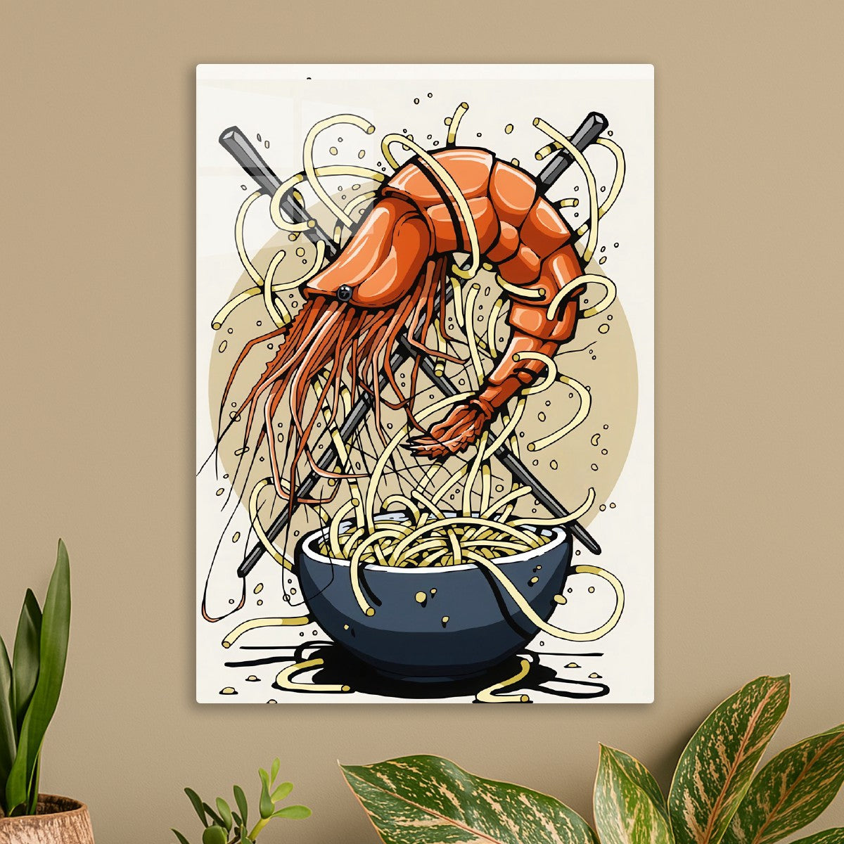 Shrimp and Noodles Illustratio