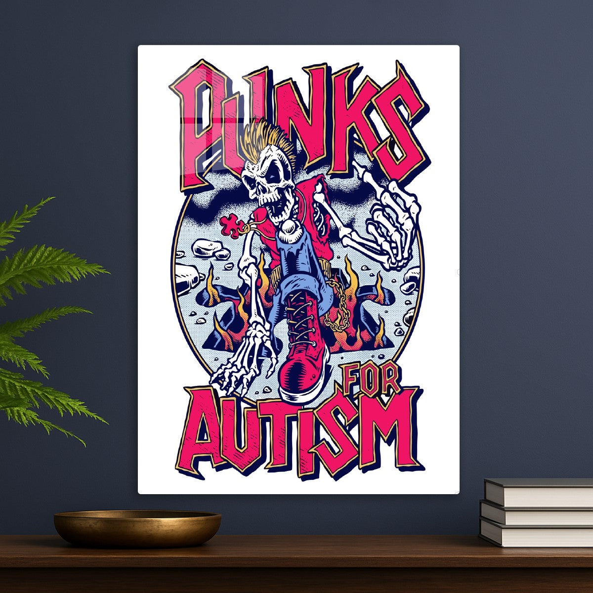 Punks for Autism Skeleton Illu