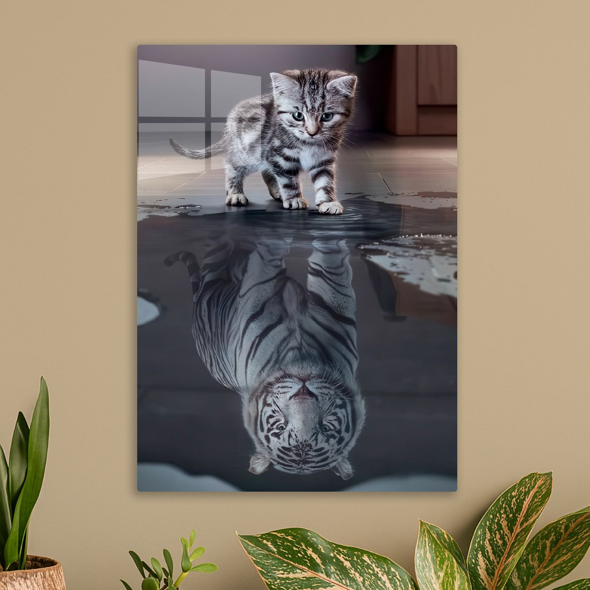 Kitten's Tiger Reflection