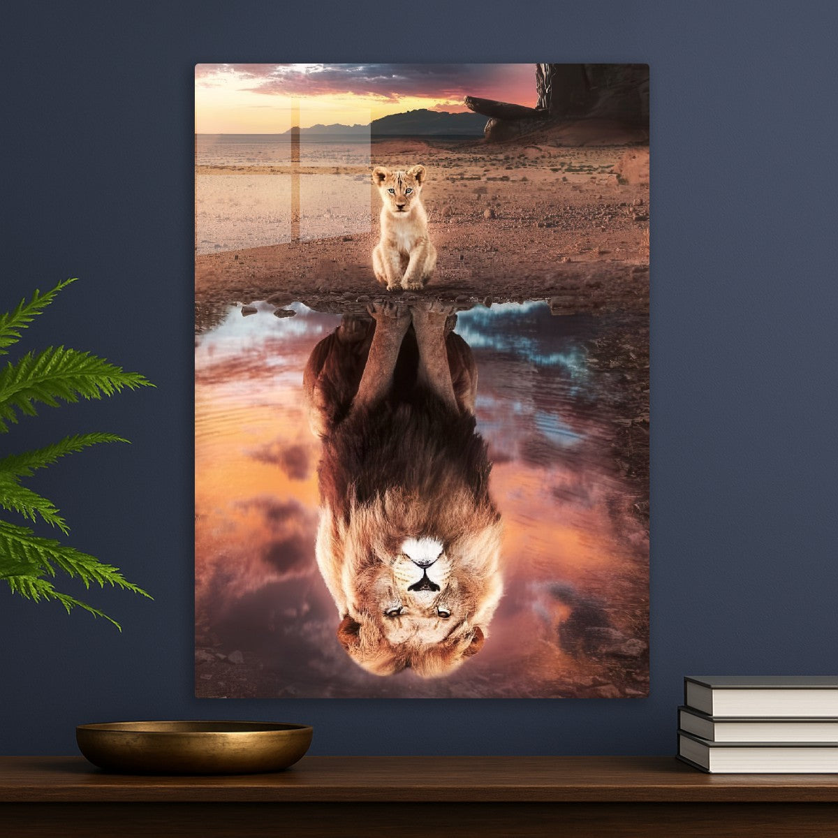 Lion Cub and Reflection