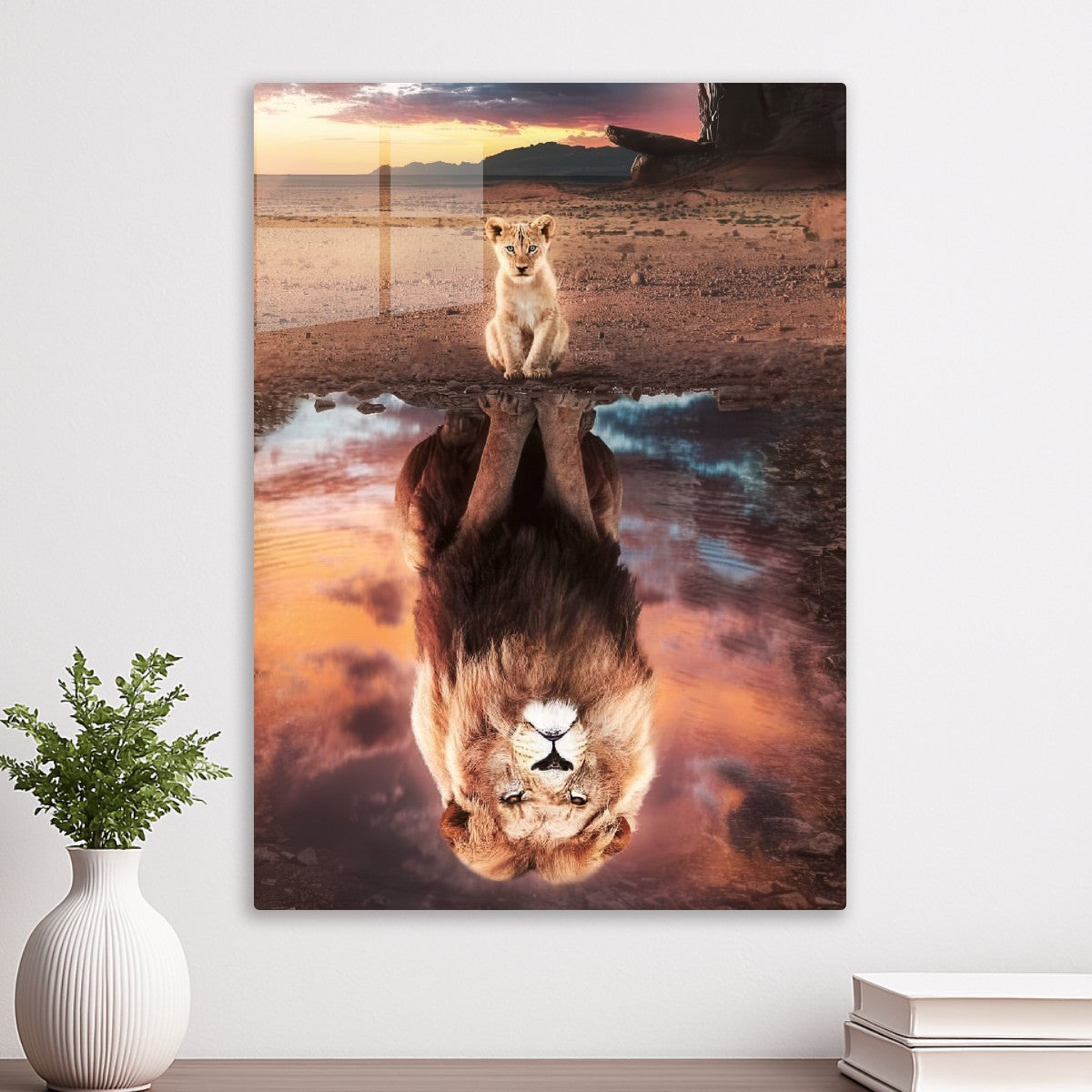 Lion Cub and Reflection